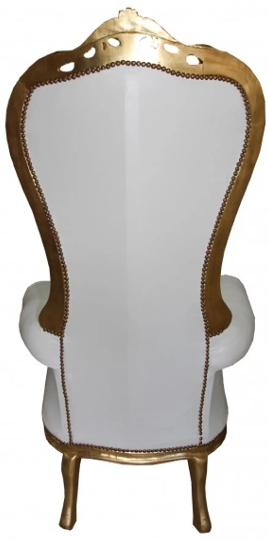 Casa Padrino Barock Thron Sessel Majestic Mod1 Weiß/Gold - Riesensessel - Handgefertigter Prachtthron - 167 x 95 x 70 cm