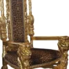Casa Padrino Barock Thron Sessel Gold / Leopard Königssessel - Hochzeitssessel - Riesensessel