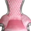 Casa Padrino Barock Thron Sessel Majestic Medium Rosa und Silber - Riesensessel aus Massivholz, 141 x 85 x 70 cm