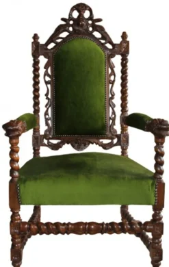 Casa Padrino Barock Thron Sessel Grün / Mahagoni - Barock Möbel Tron Königssessel