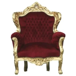 Casa Padrino Barock Thron Sessel King im Antik Stil, Samtstoff Bordeaux / Gold, 120 x 85 x 85 cm