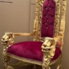 Casa Padrino Barock Thron Sessel Bordeauxrot / Gold - Prunkvoller Barockstil Königssessel mit Glitzersteinen und edlem Samtstoff - Barockstil Hochzeitssessel - Barock Riesensessel - Barock Möbel