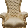 Casa Padrino Barock Thron Sessel Majestic Medium Gold Muster / Gold mit Bling Bling Glitzersteinen, 141 x 86 x 70 cm