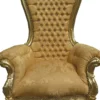 Casa Padrino Barock Thron Sessel Majestic Medium Gold Muster / Gold Mod2 mit Bling Bling Glitzersteinen - Riesensessel - Thron Stuhl Tron