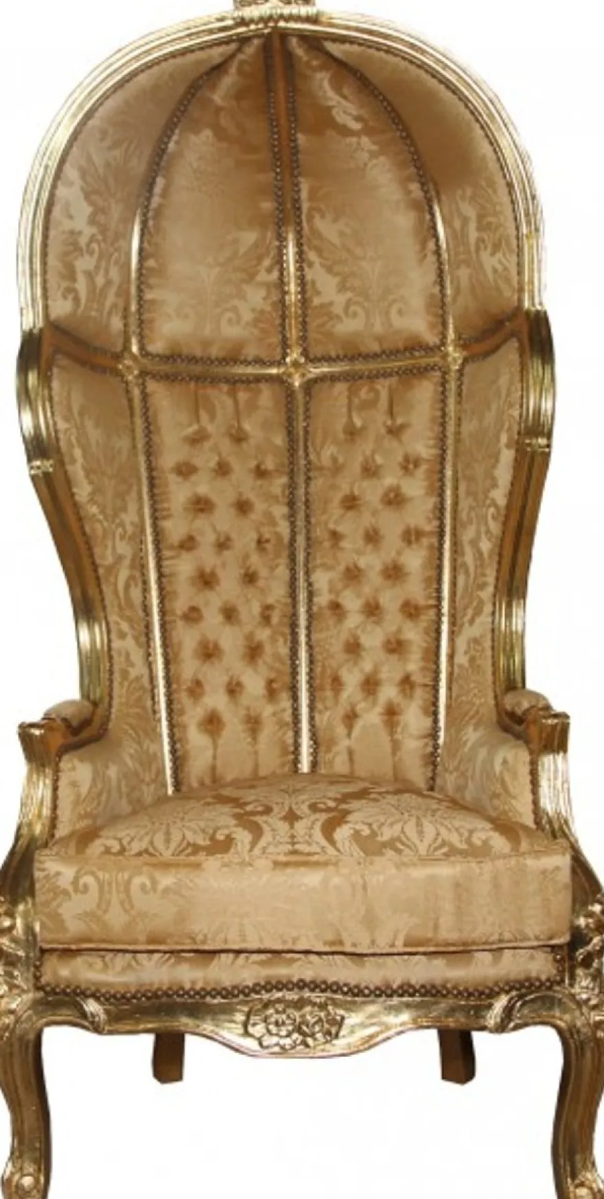 Casa Padrino Barock Thron Sessel Victory Gold mit Barock Muster - Massivholz Luxus Thronstuhl - Höhe 177 cm