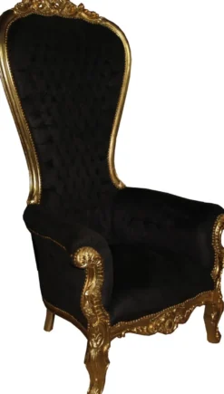Casa Padrino Barock Thron Sessel Majestic Mod1 Schwarz/Gold - Riesensessel - Thron Stuhl