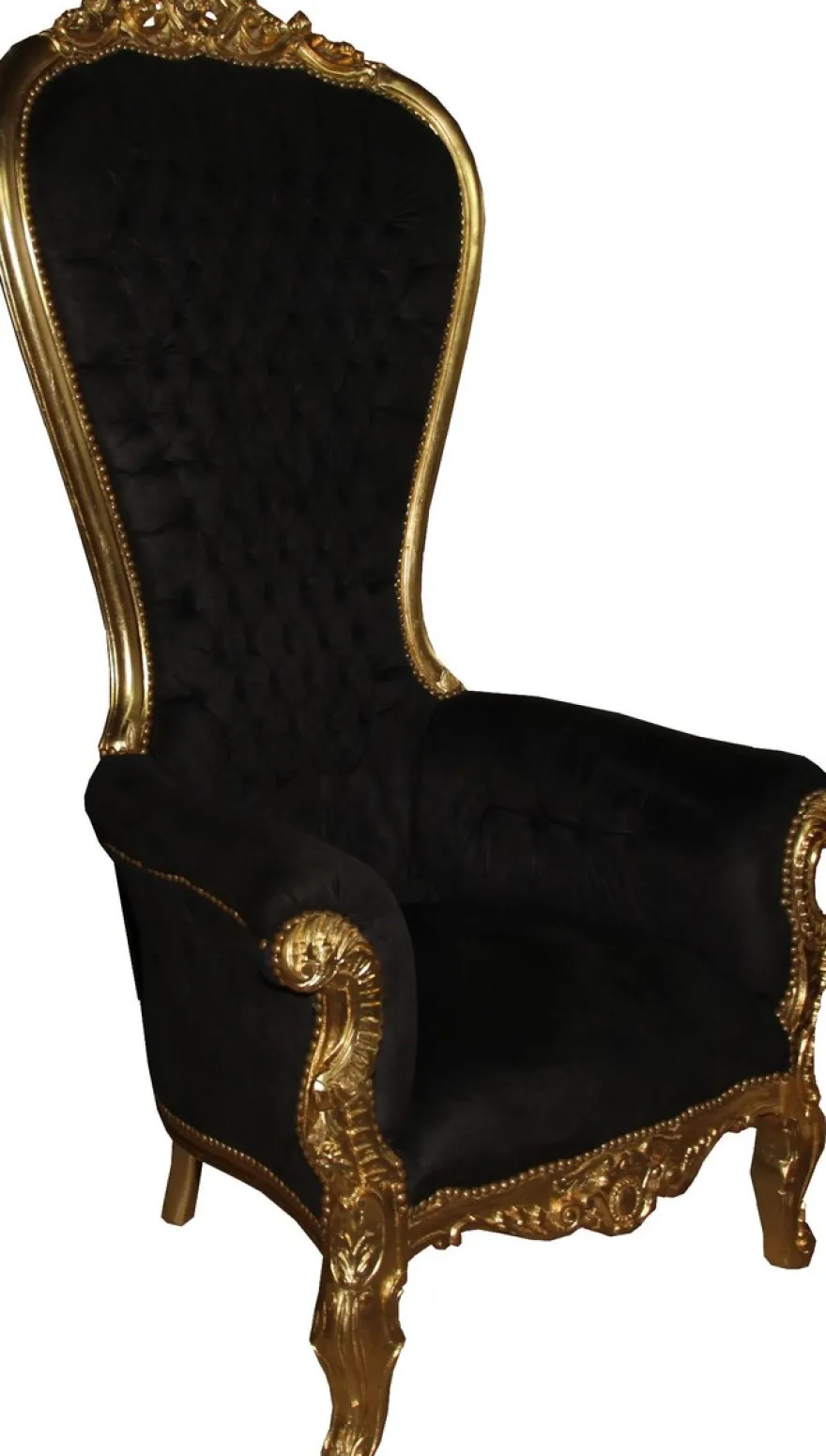 Casa Padrino Barock Thron Sessel Majestic Mod1 Schwarz/Gold - Riesensessel - Thron Stuhl