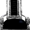 Casa Padrino Barock Thron Sessel Schwarz / Silber mit Bling Bling Glitzersteinen - Königssessel - Hochzeitssessel - Riesensessel