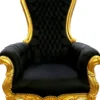 Casa Padrino Barock Thron Sessel Schwarz / Gold - Riesen Sessel Majestic Medium im Barockstil - Barock Möbel