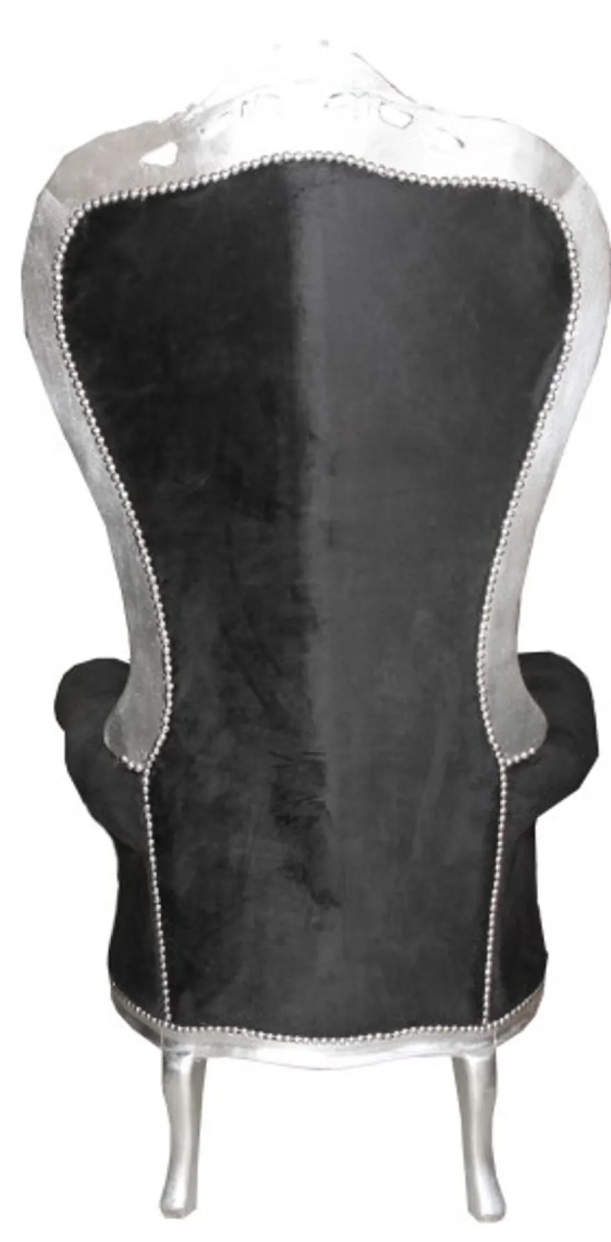 Casa Padrino Barock Thron Sessel Majestic Schwarz / Silber - Riesensessel aus Massivholz - Höhe 167 cm