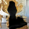 Casa Padrino Barock Thron Sessel mit Adler Skulptur Schwarz / Gold