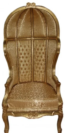 Casa Padrino Barock Thron Sessel Victory Gold Muster / Gold - Massiver Balloon Chair 177 cm Höhe