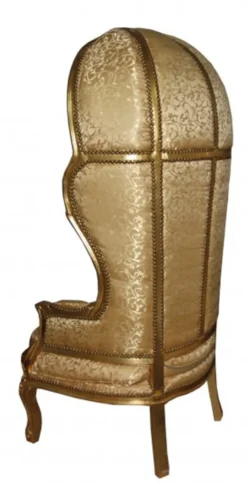 Casa Padrino Barock Thron Sessel Victory Gold Muster / Gold - Massiver Balloon Chair 177 cm Höhe