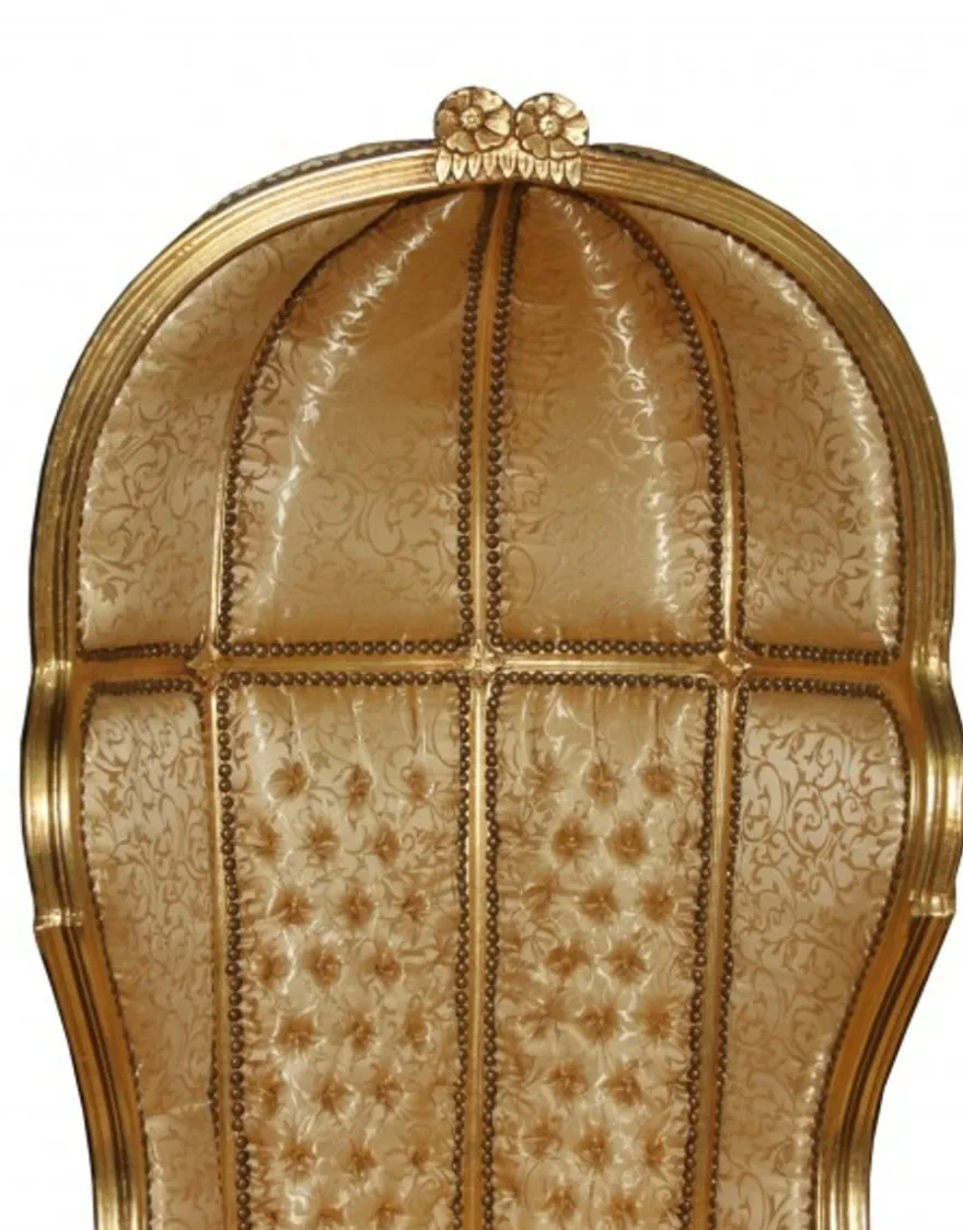 Casa Padrino Barock Thron Sessel Victory Gold Muster / Gold - Massiver Balloon Chair 177 cm Höhe