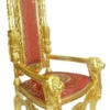 Casa Padrino Barock Thron Sessel Löwe Rot / Gold 70 x 60 x H. 180 cm - Prunkvoller Riesensessel - Königssessel - Hochzeitssessel - Barockmöbel