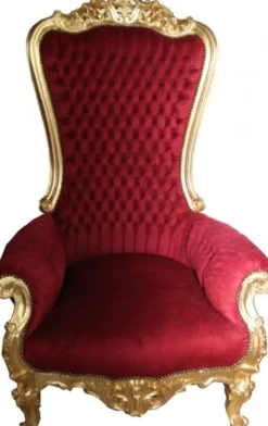 Casa Padrino Barock Thron Sessel Majestic Bordeaux Gold, 173 x 104 x 82 cm, Riesiger Prunksessel