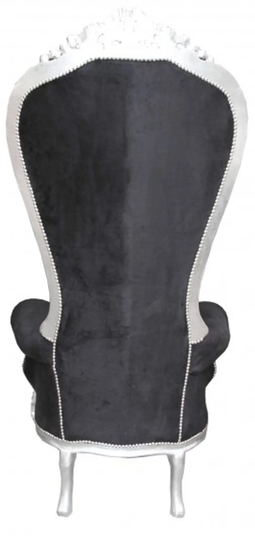 Casa Padrino Barock Thron Sessel Majestic Mod2 Schwarz/Silber, 190 cm Höhe - Massivholz Luxus Thron Stuhl