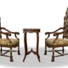 Casa Padrino Barock Thronstuhl Set mit Beistelltisch - Luxus Edition