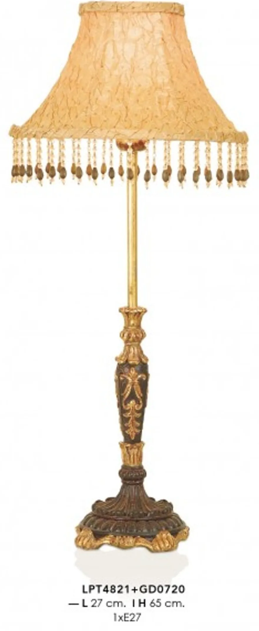 Casa Padrino Barock Tischleuchte Gold 27 x H 65 cm - Luxus Tisch Leuchte mit prunkvollem Design
