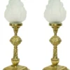 Casa Padrino Barock Tischleuchten Set Gold / Weiß 14 x 14 x H. 48 cm - Elegante Lampen im Barockstil - Barock Deko Leuchten