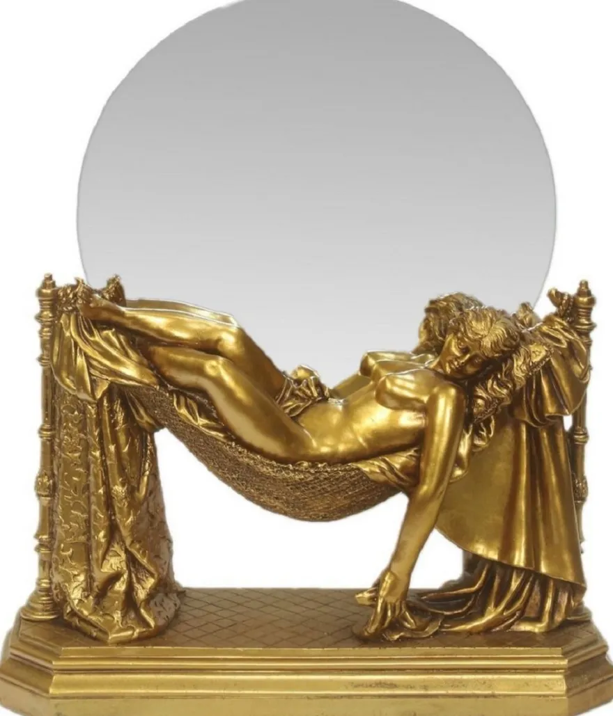 Casa Padrino Barock Tischspiegel Gold 30 x H. 37 cm - Standspiegel - Schminkspiegel - Kosmetikspiegel - Kleiner Deko Spiegel im Barockstil