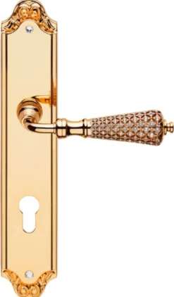 Casa Padrino Barock Türgriff Set mit Swarovski Kristallglas H. 27,5 cm - Made in Italy