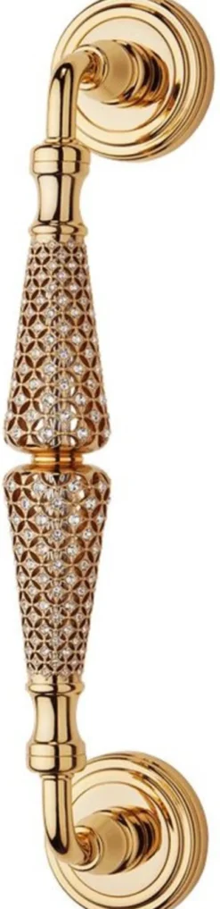 Casa Padrino Barock Türgriff Set mit Swarovski Kristallglas H. 27,1 cm - Made in Italy