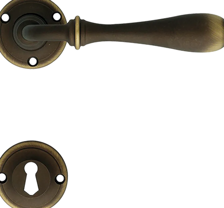 Casa Padrino Barock Türgriff Set Französischer Antik Stil ( Klinke mit Rosette ) - Messing Türklinken - Made in Italy