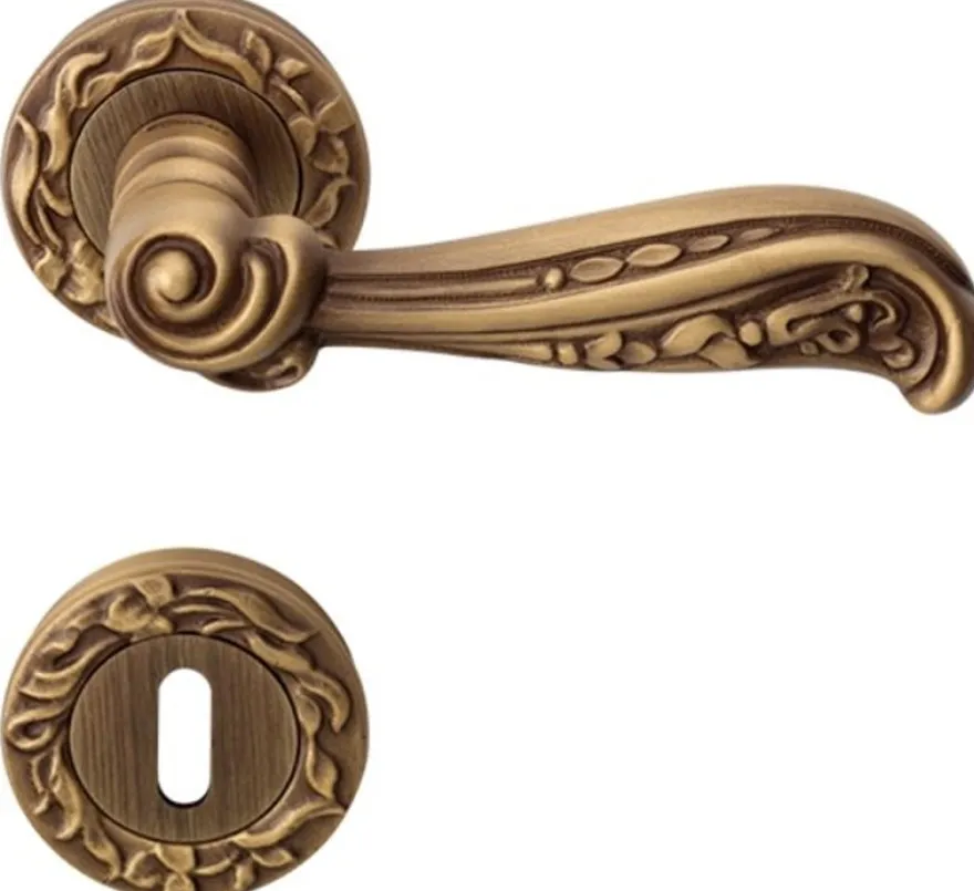 Casa Padrino Barock Türgriff Set Messing Patiniert 14 x H. 5,3 cm - Türgriffe im Barockstil