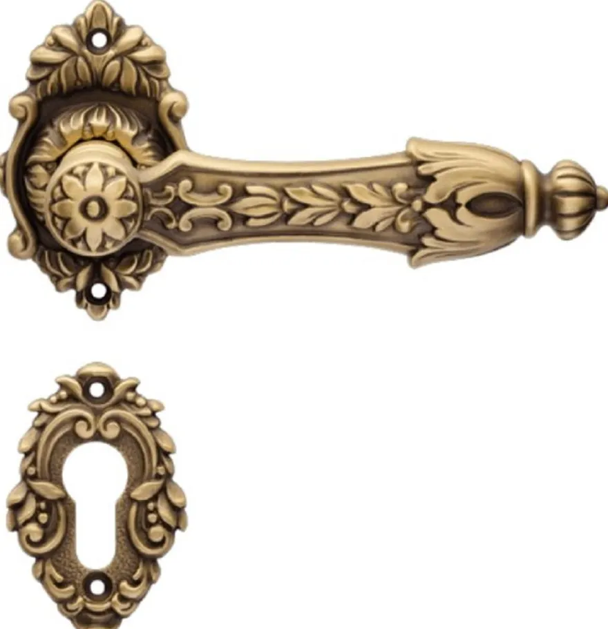 Casa Padrino Barock Türklinken Set Messing Patiniert 15,8 x H. 8,4 cm - Prunkvolle Türgriffe im Barockstil