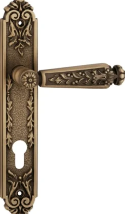 Casa Padrino Barock Türklinken Set Messing Patiniert 13,5 x H. 25,5 cm - Barockmöbel