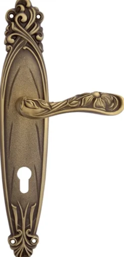 Casa Padrino Barock Türklinken Set Messing Patiniert 14 x H. 33,5 cm - Türgriffe im Barockstil