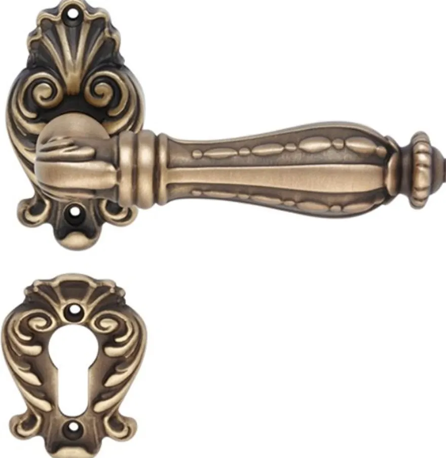 Casa Padrino Barock Türklinken Set Messing Patiniert 14,8 x H. 8,2 cm - Barockstil Möbel