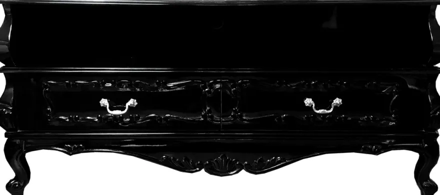 Casa Padrino Barock TV Sideboard Schwarz mit Schubladen 140 x 47 x H 65 cm - Wohnzimmer Fernseh Kommode