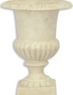 Casa Padrino Barock Vase Creme Ø 17 x H. 21,8 cm - Kleine runde Gusseisen Blumenvase - Garten Deko Vase - Barock Deko Accessoires
