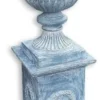 Casa Padrino Barock Vase mit Säule Blau H. 138 cm - Prunkvolle Gusseisen Blumenvase mit Sockel - Barock Garten Deko - Barock Terrassen Deko - Barock Deko Accessoires