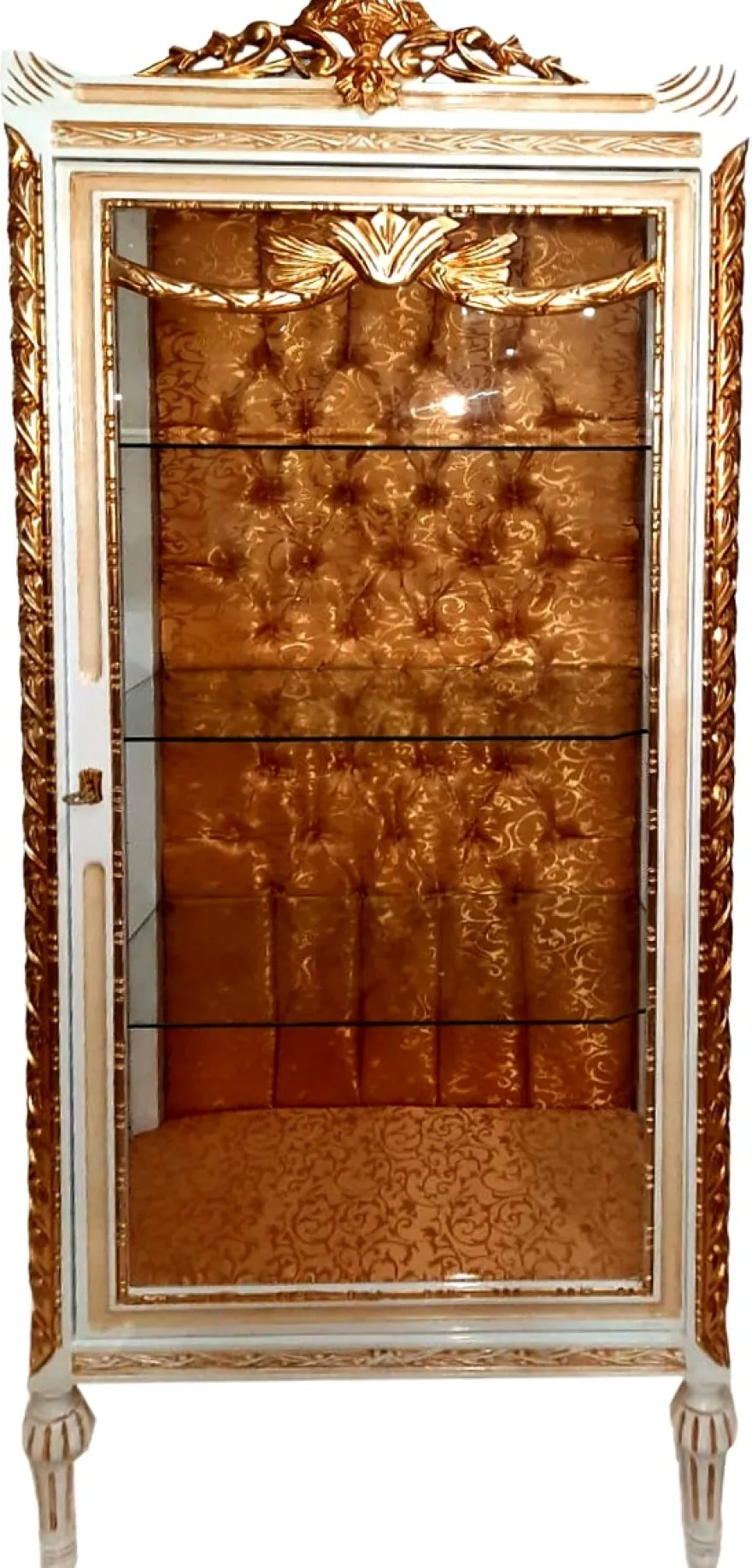 Casa Padrino Barock Vitrine Cremefarben / Beige / Gold - Prunkvoller Barock Vitrinenschrank mit Glastür - Barock Möbel