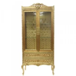 Casa Padrino Barock Vitrine Gold ModF4 - Luxus Doppel Vitrinenschrank aus Massivholz - 180 x 80 x 50 cm