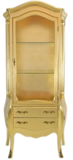 Casa Padrino Barock Vitrine Gold, Luxus Vitrinenschrank im Antik Stil, 73 x 36 x 176 cm