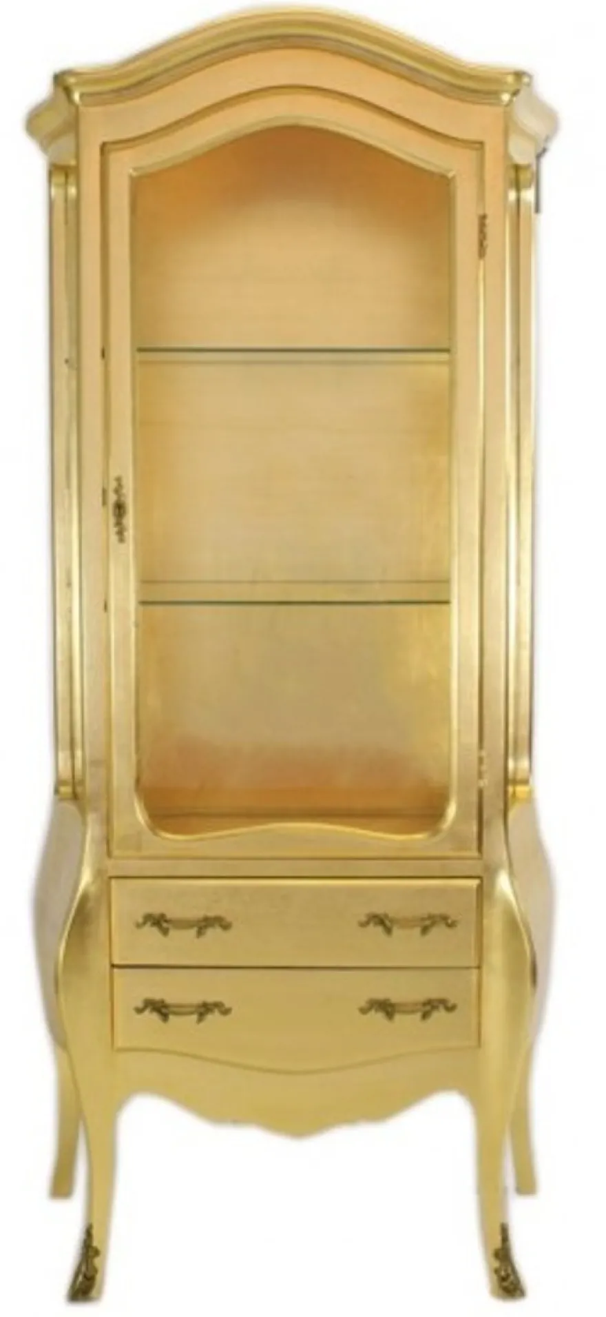 Casa Padrino Barock Vitrine Gold, Luxus Vitrinenschrank im Antik Stil, 73 x 36 x 176 cm