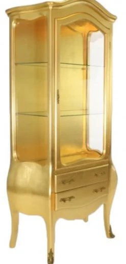 Casa Padrino Barock Vitrine Gold, Luxus Vitrinenschrank im Antik Stil, 73 x 36 x 176 cm