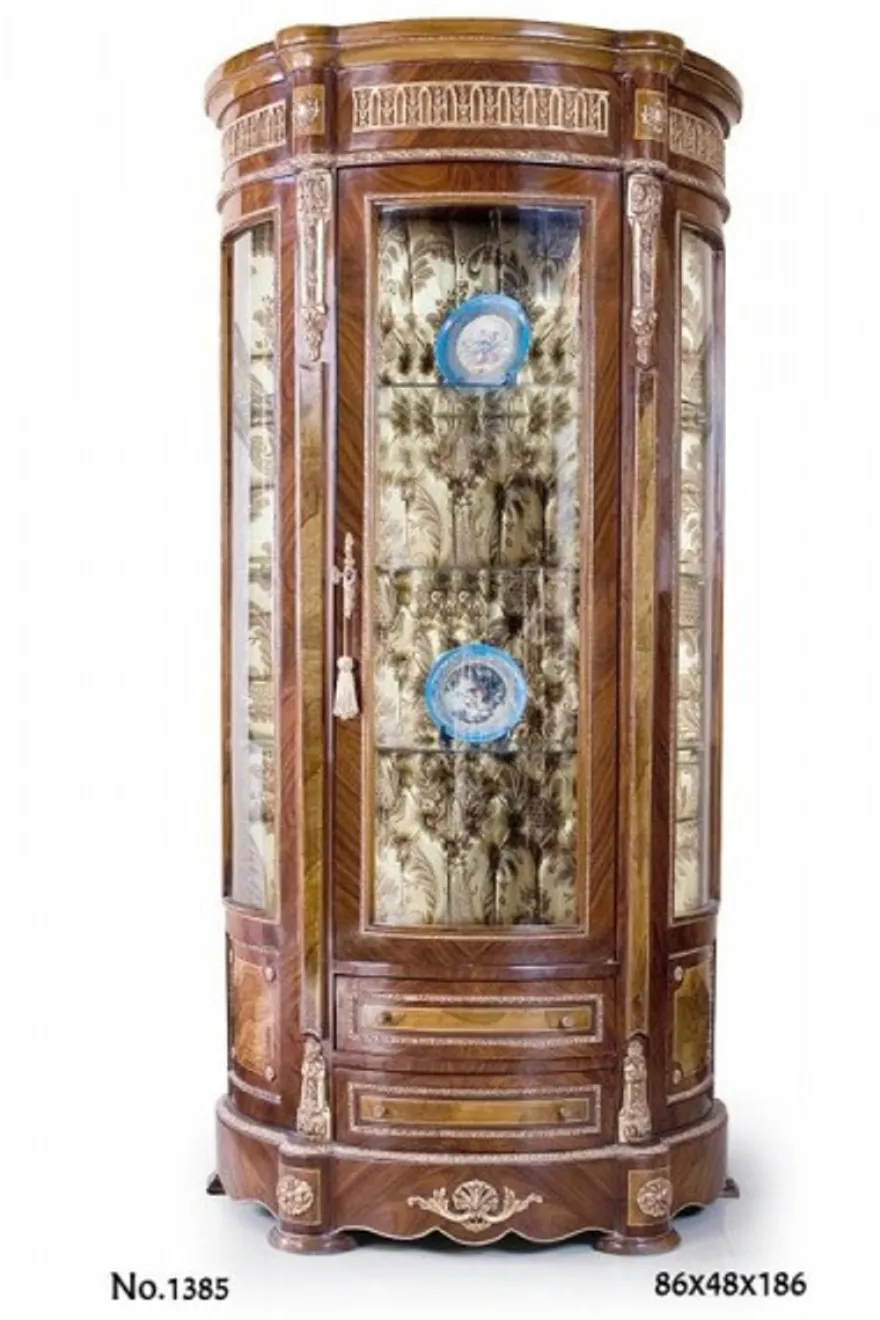 Casa Padrino Barock Vitrine im Antikstil, braun / gold, 86 x 48 x H. 186 cm