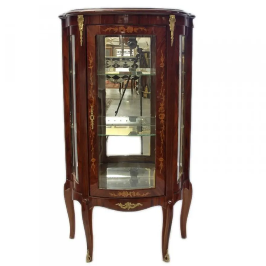 Casa Padrino Barock Vitrine im Mahagoni Design - Luxus Vitrinenschrank aus Holz und Glas - 70 x 40 x 135 cm
