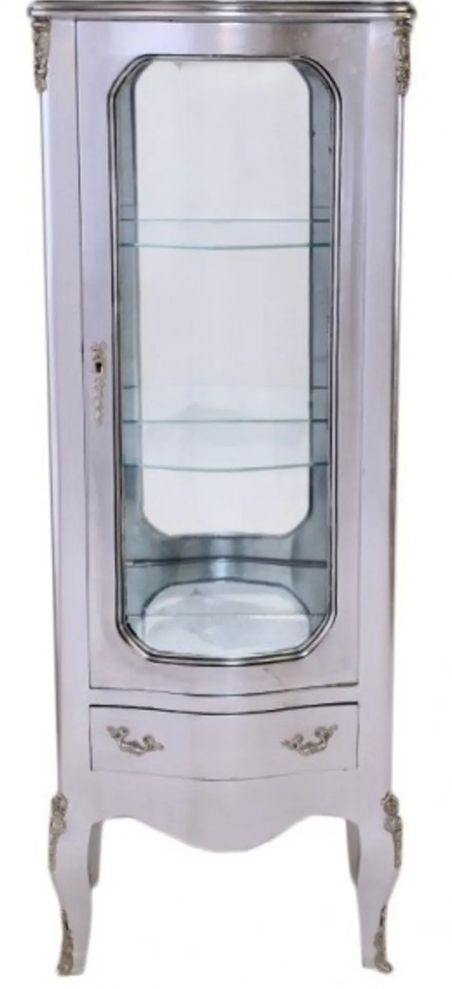 Casa Padrino Barock Vitrine im Antik Stil Silber 50 x 40 x 130 cm - Vitrinenschrank aus Holz und Glas