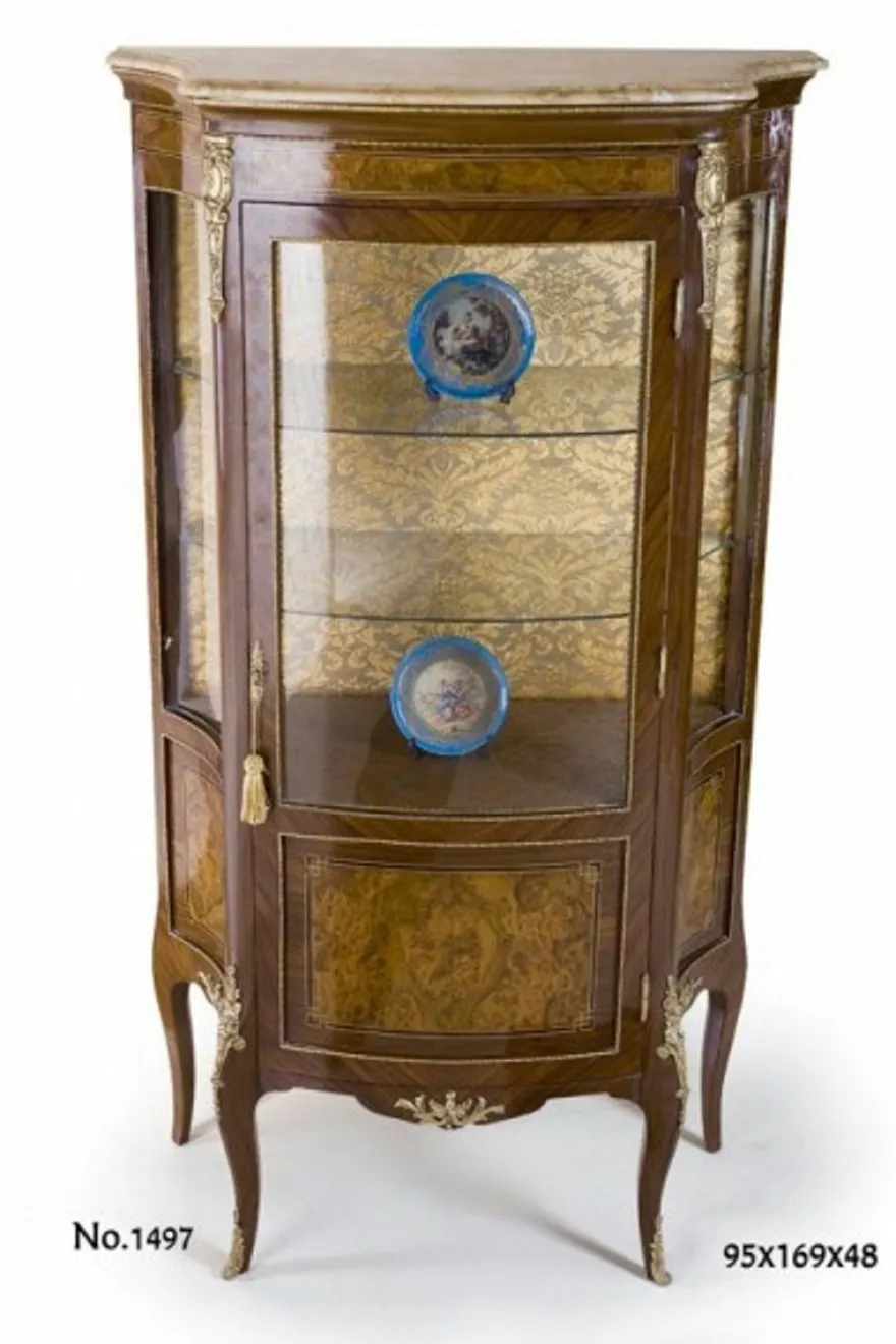 Casa Padrino Barock Vitrine in Braun und Gold, 95 x 48 x H. 169 cm - Exklusive Vitrine im Barockstil