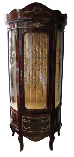 Casa Padrino Barock Vitrine Mahagonibraun 80 x 50 x H 188 cm - Massiver Vitrinenschrank im Antik Stil