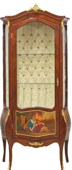 Casa Padrino Barock Vitrine Model Mahagoni Braun / Gold H 190 cm, B 85 cm - Vitrinenschrank - Wohnzimmerschrank
