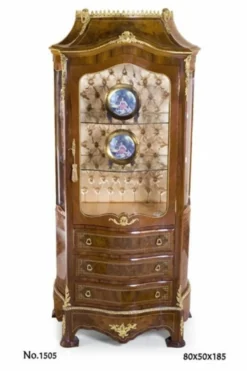 Casa Padrino Barock Vitrine Prunkvoll in Braun und Gold 80 x 50 x H. 185 cm