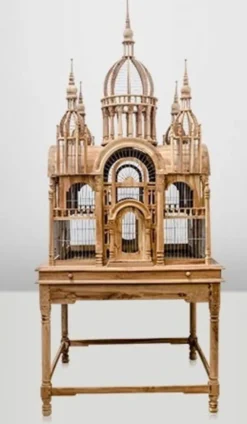 Casa Padrino Barock Vogelpalast handgeschnitzt aus Mahagoniholz - Mahagoni Natur, 100 x 100 x H 250 cm