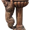 Casa Padrino Barock Vogeltränke mit dekorativer Hunde Skulptur Antik Braun H. 100 cm - Garten Deko Stein Vogelbad - Garten & Terrassen Deko Accessoires im Barockstil